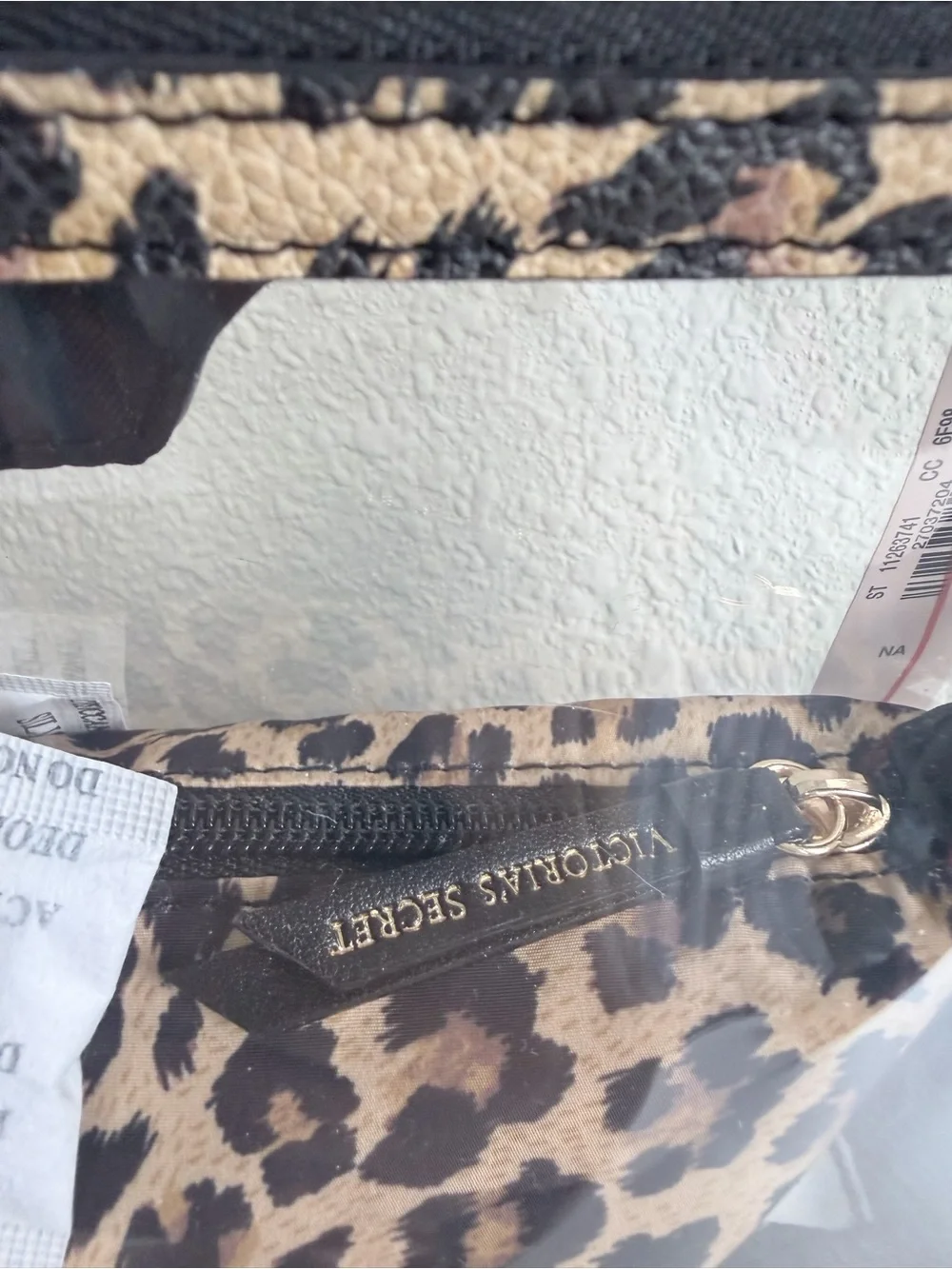 Victoria's Secret Leopard Print Clear Cosmetic Pouch Set - Tan, Black